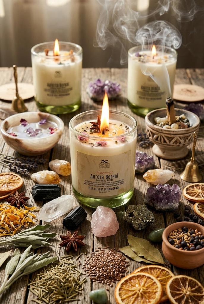 El Ritual de Velas con cuarzos y flores: Significado y uso energético